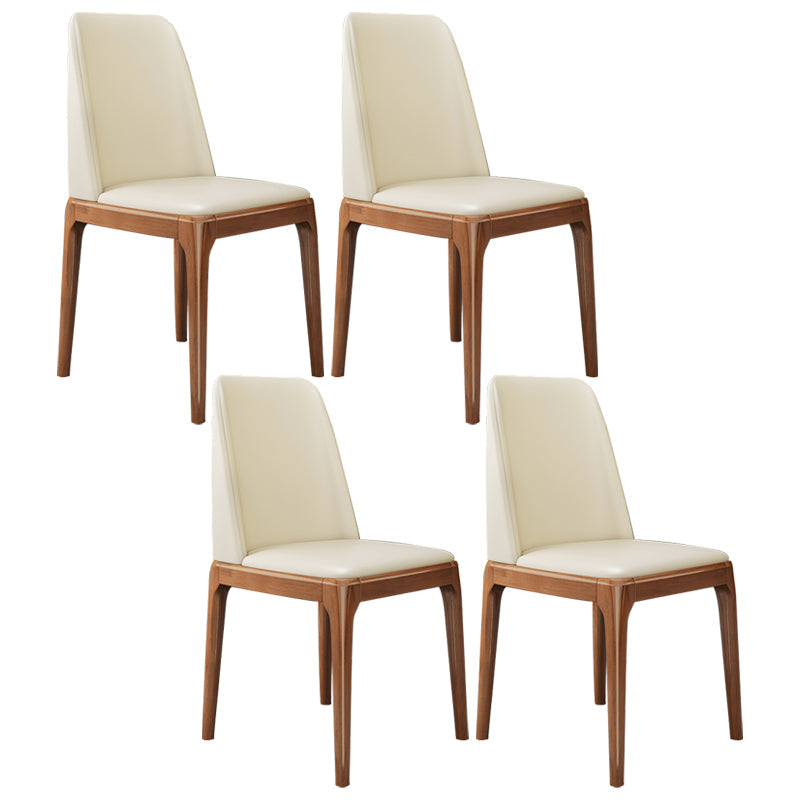 Scandinavian Home Side Chair Parsons Back Wood Armless Dining Room Chair Beige 4 Piece Set Clearhalo ' kitchen&dining_furn' 'Dining Chairs' 'Dining Tables & Seating' 'dining_chair' 'furn' 'furn_dining_chair' 'Furniture' 'furniture_dining_chair' 'Kitchen & Dining Furniture' 'kitchen' 3827462