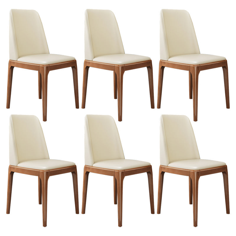 Scandinavian Home Side Chair Parsons Back Wood Armless Dining Room Chair Beige 6 Piece Set Clearhalo ' kitchen&dining_furn' 'Dining Chairs' 'Dining Tables & Seating' 'dining_chair' 'furn' 'furn_dining_chair' 'Furniture' 'furniture_dining_chair' 'Kitchen & Dining Furniture' 'kitchen' 3827463