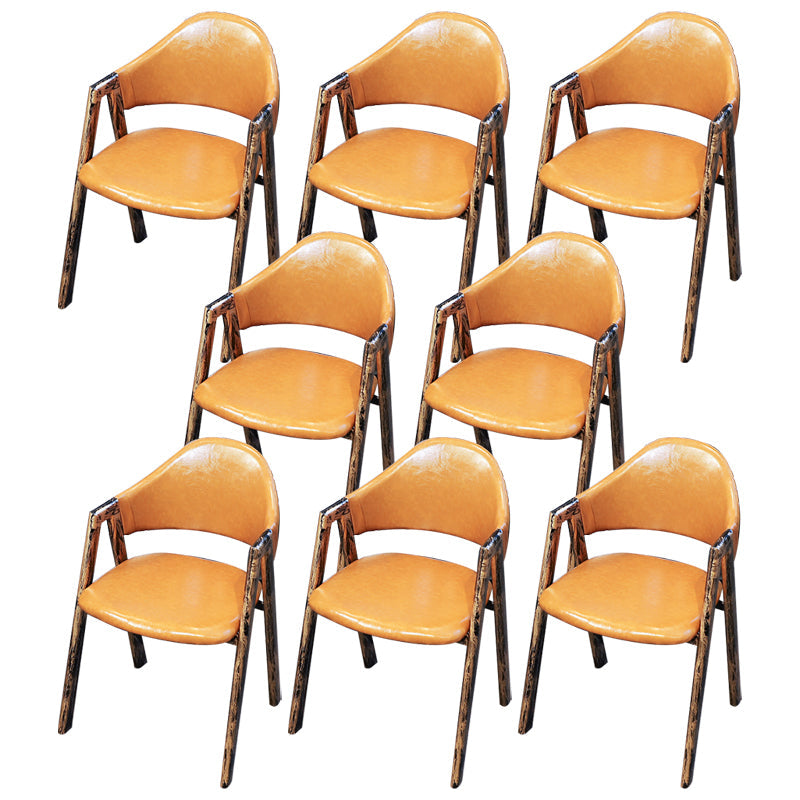 Industrial Style Leather Dining Side Chairs Open Back Dining Armless Chairs Brown 8 Piece Set Clearhalo ' kitchen&dining_furn' 'Dining Chairs' 'Dining Tables & Seating' 'dining_chair' 'furn' 'furn_dining_chair' 'Furniture' 'furniture_dining_chair' 'Kitchen & Dining Furniture' 'kitchen' 3827466