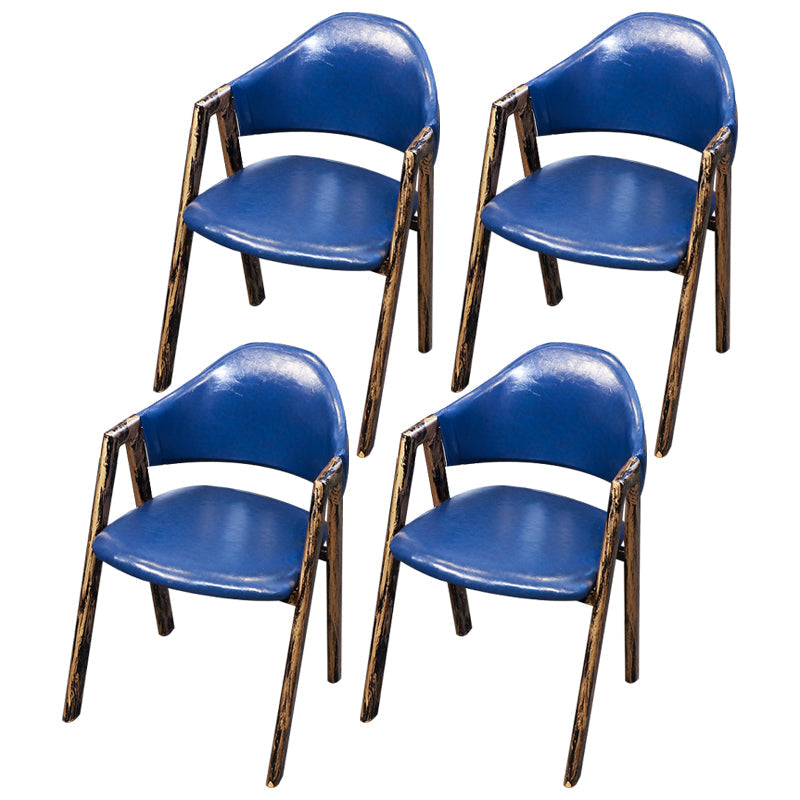 Industrial Style Leather Dining Side Chairs Open Back Dining Armless Chairs Blue 4 Piece Set Clearhalo ' kitchen&dining_furn' 'Dining Chairs' 'Dining Tables & Seating' 'dining_chair' 'furn' 'furn_dining_chair' 'Furniture' 'furniture_dining_chair' 'Kitchen & Dining Furniture' 'kitchen' 3827469
