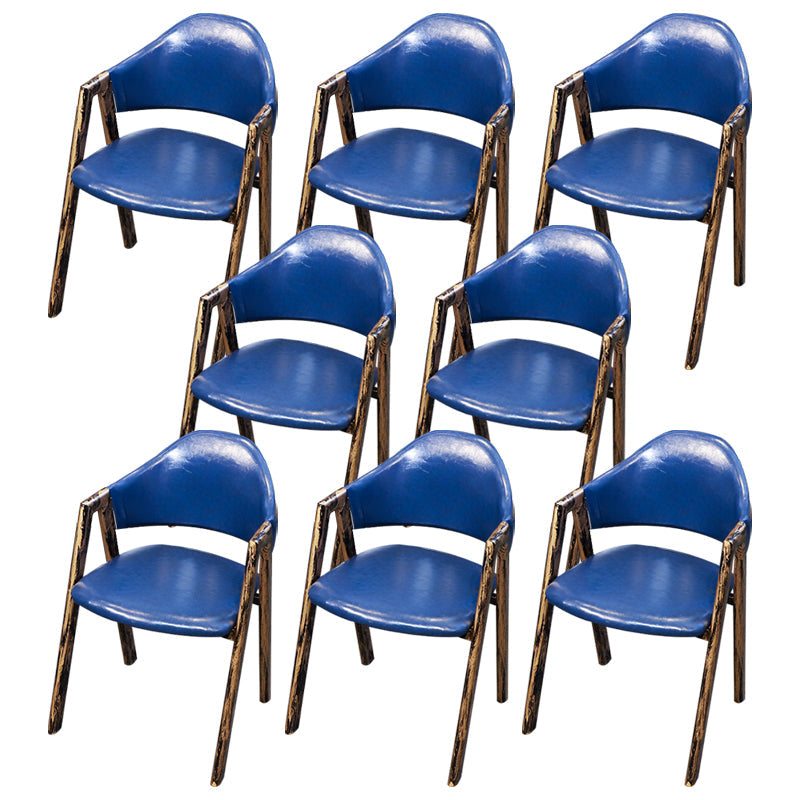 Industrial Style Leather Dining Side Chairs Open Back Dining Armless Chairs Blue 8 Piece Set Clearhalo ' kitchen&dining_furn' 'Dining Chairs' 'Dining Tables & Seating' 'dining_chair' 'furn' 'furn_dining_chair' 'Furniture' 'furniture_dining_chair' 'Kitchen & Dining Furniture' 'kitchen' 3827470
