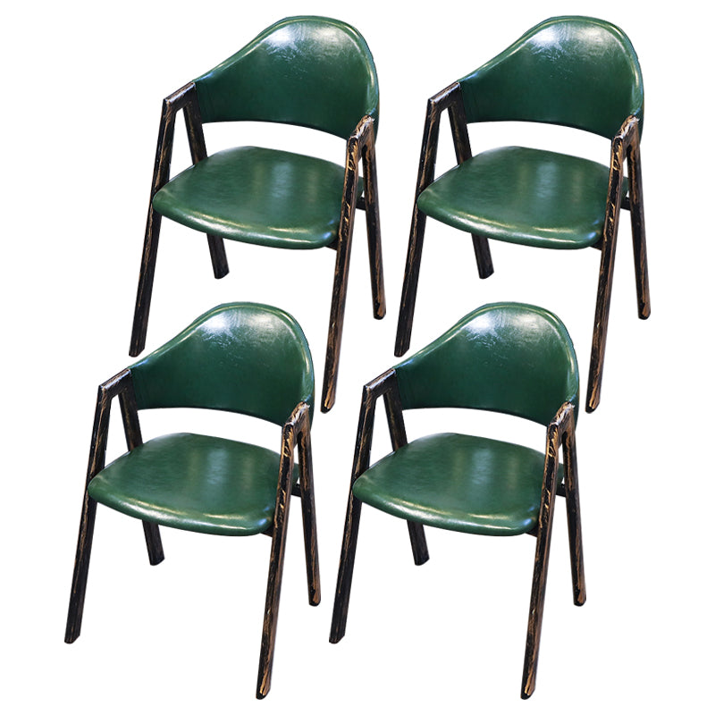 Industrial Style Leather Dining Side Chairs Open Back Dining Armless Chairs Green 4 Piece Set Clearhalo ' kitchen&dining_furn' 'Dining Chairs' 'Dining Tables & Seating' 'dining_chair' 'furn' 'furn_dining_chair' 'Furniture' 'furniture_dining_chair' 'Kitchen & Dining Furniture' 'kitchen' 3827472
