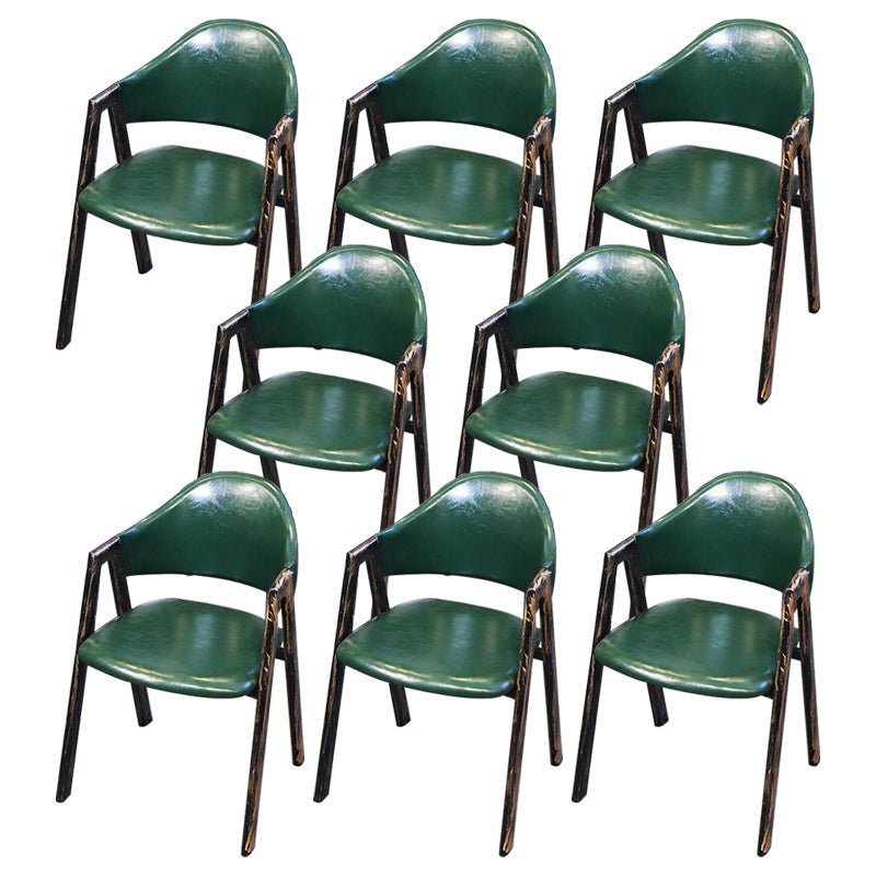 Industrial Style Leather Dining Side Chairs Open Back Dining Armless Chairs Green 8 Piece Set Clearhalo ' kitchen&dining_furn' 'Dining Chairs' 'Dining Tables & Seating' 'dining_chair' 'furn' 'furn_dining_chair' 'Furniture' 'furniture_dining_chair' 'Kitchen & Dining Furniture' 'kitchen' 3827474