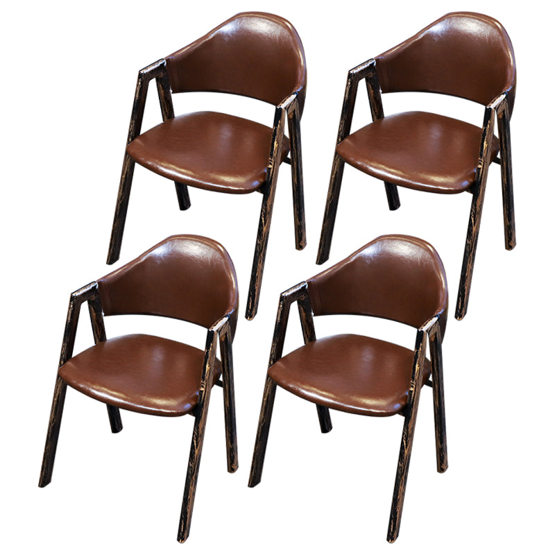 Industrial Style Leather Dining Side Chairs Open Back Dining Armless Chairs Coffee 4 Piece Set Clearhalo ' kitchen&dining_furn' 'Dining Chairs' 'Dining Tables & Seating' 'dining_chair' 'furn' 'furn_dining_chair' 'Furniture' 'furniture_dining_chair' 'Kitchen & Dining Furniture' 'kitchen' 3827476