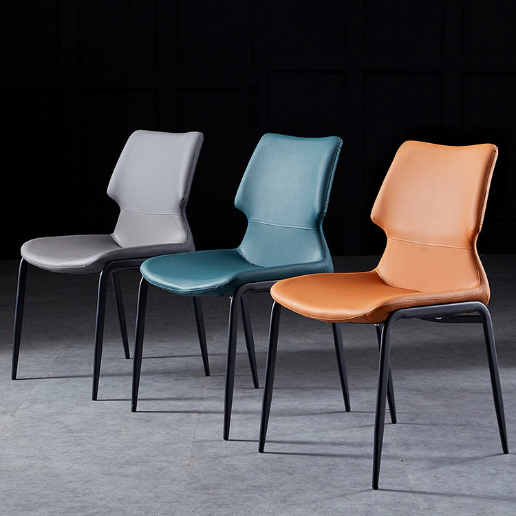 Contemporary Style Leather Dining Chairs Kitchen Armless Chairs with Metal Legs Clearhalo ' kitchen&dining_furn' 'Dining Chairs' 'Dining Tables & Seating' 'dining_chair' 'furn' 'furn_dining_chair' 'Furniture' 'furniture_dining_chair' 'Kitchen & Dining Furniture' 'kitchen' 3827482