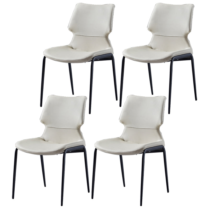 Contemporary Style Leather Dining Chairs Kitchen Armless Chairs with Metal Legs Light Gray 4 Piece Set Clearhalo ' kitchen&dining_furn' 'Dining Chairs' 'Dining Tables & Seating' 'dining_chair' 'furn' 'furn_dining_chair' 'Furniture' 'furniture_dining_chair' 'Kitchen & Dining Furniture' 'kitchen' 3827490