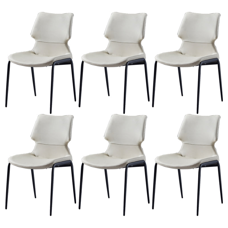Contemporary Style Leather Dining Chairs Kitchen Armless Chairs with Metal Legs Light Gray 6 Piece Set Clearhalo ' kitchen&dining_furn' 'Dining Chairs' 'Dining Tables & Seating' 'dining_chair' 'furn' 'furn_dining_chair' 'Furniture' 'furniture_dining_chair' 'Kitchen & Dining Furniture' 'kitchen' 3827493