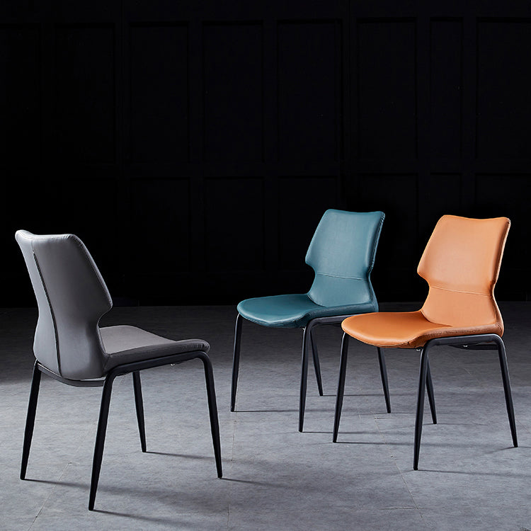 Contemporary Style Leather Dining Chairs Kitchen Armless Chairs with Metal Legs Clearhalo ' kitchen&dining_furn' 'Dining Chairs' 'Dining Tables & Seating' 'dining_chair' 'furn' 'furn_dining_chair' 'Furniture' 'furniture_dining_chair' 'Kitchen & Dining Furniture' 'kitchen' 3827505