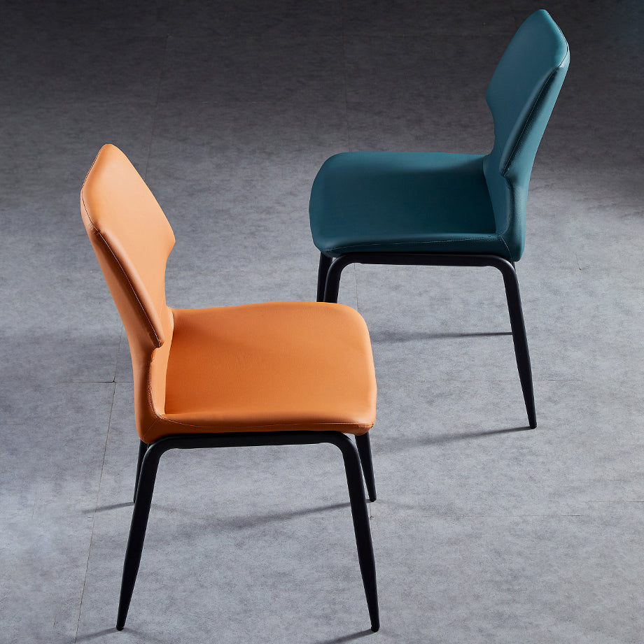 Contemporary Style Leather Dining Chairs Kitchen Armless Chairs with Metal Legs Clearhalo ' kitchen&dining_furn' 'Dining Chairs' 'Dining Tables & Seating' 'dining_chair' 'furn' 'furn_dining_chair' 'Furniture' 'furniture_dining_chair' 'Kitchen & Dining Furniture' 'kitchen' 3827506