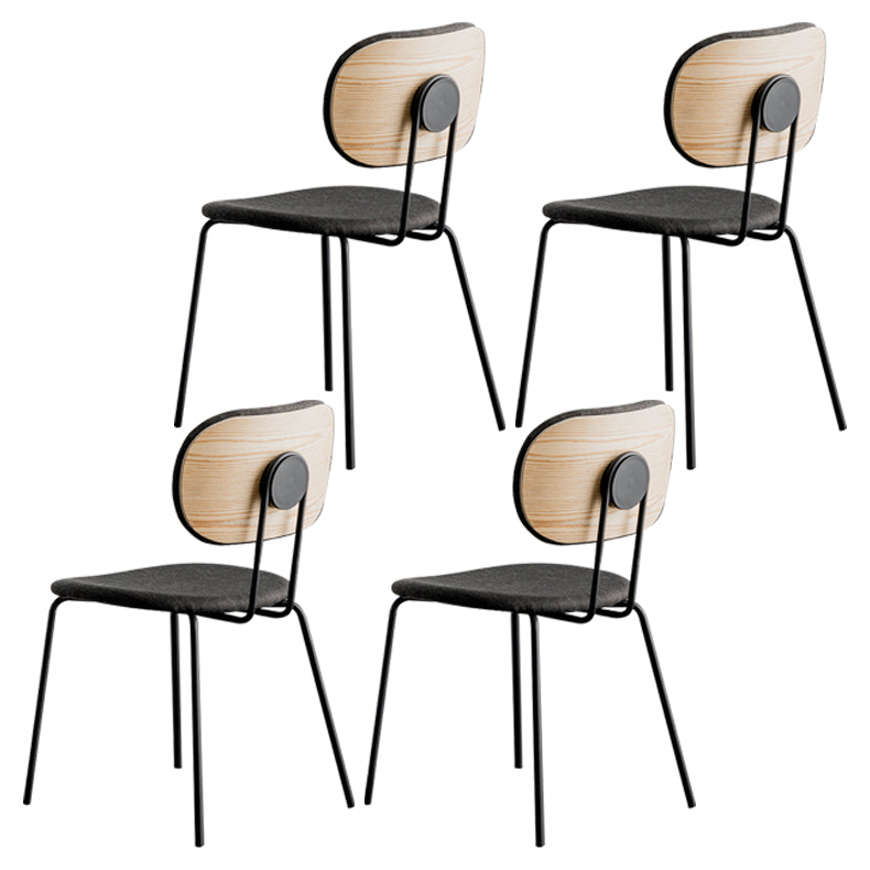 Industrial Style Linen Fabric Dining Chair Open Back Dining Side Armless Chair Natural 4 Piece Set Clearhalo ' kitchen&dining_furn' 'Dining Chairs' 'Dining Tables & Seating' 'dining_chair' 'furn' 'furn_dining_chair' 'Furniture' 'furniture_dining_chair' 'Kitchen & Dining Furniture' 'kitchen' 3827511