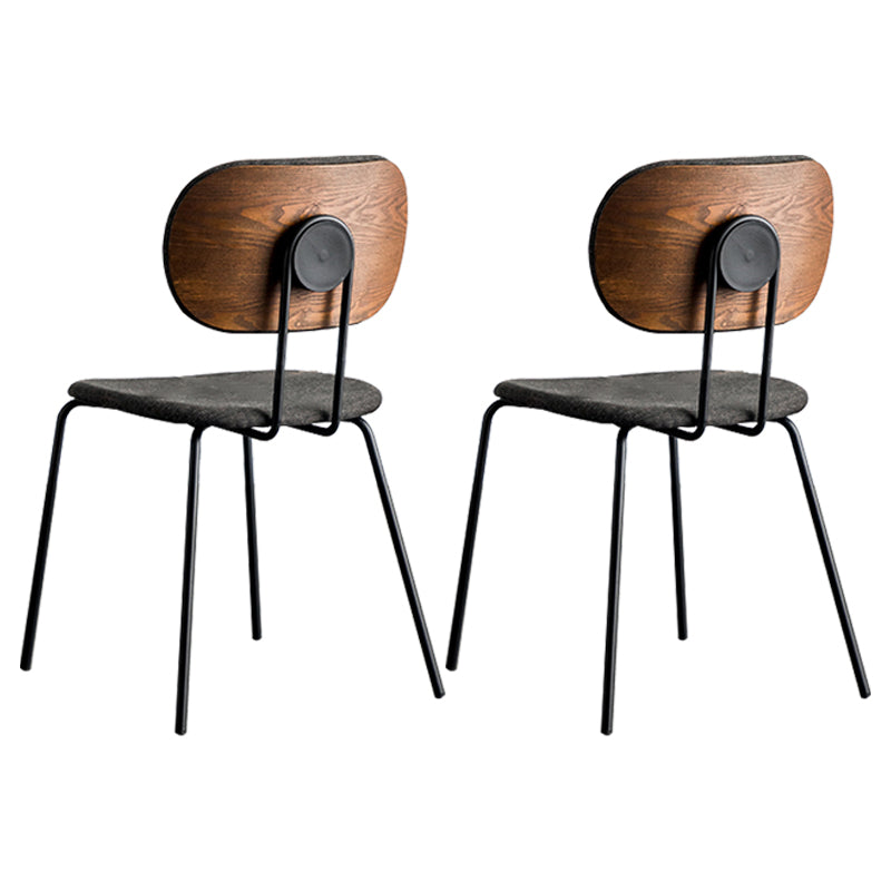 Industrial Style Linen Fabric Dining Chair Open Back Dining Side Armless Chair Walnut 2 Piece Set Clearhalo ' kitchen&dining_furn' 'Dining Chairs' 'Dining Tables & Seating' 'dining_chair' 'furn' 'furn_dining_chair' 'Furniture' 'furniture_dining_chair' 'Kitchen & Dining Furniture' 'kitchen' 3827515