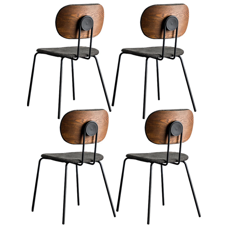 Industrial Style Linen Fabric Dining Chair Open Back Dining Side Armless Chair Walnut 4 Piece Set Clearhalo ' kitchen&dining_furn' 'Dining Chairs' 'Dining Tables & Seating' 'dining_chair' 'furn' 'furn_dining_chair' 'Furniture' 'furniture_dining_chair' 'Kitchen & Dining Furniture' 'kitchen' 3827517