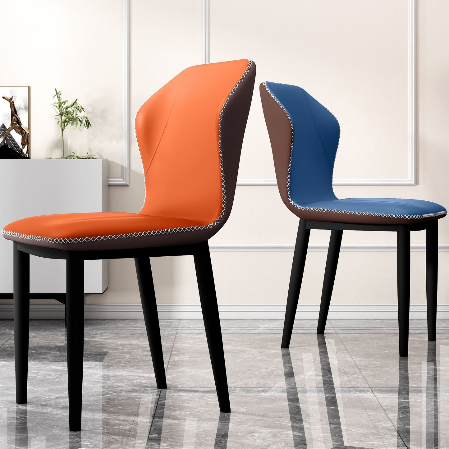 Upholstered Scandinavian Home Side Chair Wingback Matte Finish Dining Chair Clearhalo ' kitchen&dining_furn' 'Dining Chairs' 'Dining Tables & Seating' 'dining_chair' 'furn' 'furn_dining_chair' 'Furniture' 'furniture_dining_chair' 'Kitchen & Dining Furniture' 'kitchen' 3827526