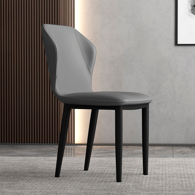 Upholstered Scandinavian Home Side Chair Wingback Matte Finish Dining Chair Dark Gray 1 Piece Clearhalo ' kitchen&dining_furn' 'Dining Chairs' 'Dining Tables & Seating' 'dining_chair' 'furn' 'furn_dining_chair' 'Furniture' 'furniture_dining_chair' 'Kitchen & Dining Furniture' 'kitchen' 3827533