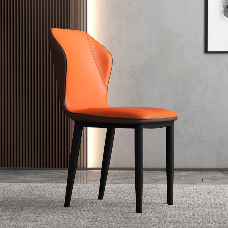 Upholstered Scandinavian Home Side Chair Wingback Matte Finish Dining Chair Orange 1 Piece Clearhalo ' kitchen&dining_furn' 'Dining Chairs' 'Dining Tables & Seating' 'dining_chair' 'furn' 'furn_dining_chair' 'Furniture' 'furniture_dining_chair' 'Kitchen & Dining Furniture' 'kitchen' 3827550
