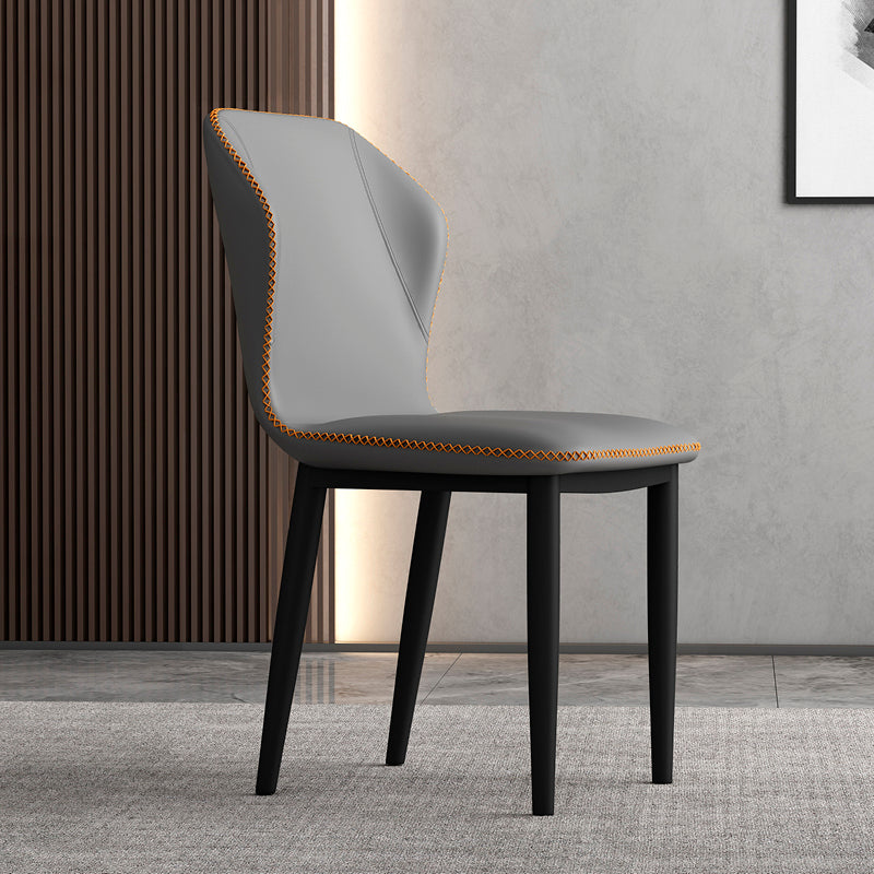 Upholstered Scandinavian Home Side Chair Wingback Matte Finish Dining Chair Smoke Gray 1 Piece Clearhalo ' kitchen&dining_furn' 'Dining Chairs' 'Dining Tables & Seating' 'dining_chair' 'furn' 'furn_dining_chair' 'Furniture' 'furniture_dining_chair' 'Kitchen & Dining Furniture' 'kitchen' 3827564