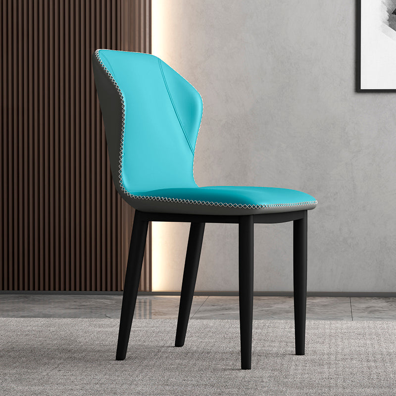 Upholstered Scandinavian Home Side Chair Wingback Matte Finish Dining Chair Denim Blue 1 Piece Clearhalo ' kitchen&dining_furn' 'Dining Chairs' 'Dining Tables & Seating' 'dining_chair' 'furn' 'furn_dining_chair' 'Furniture' 'furniture_dining_chair' 'Kitchen & Dining Furniture' 'kitchen' 3827576