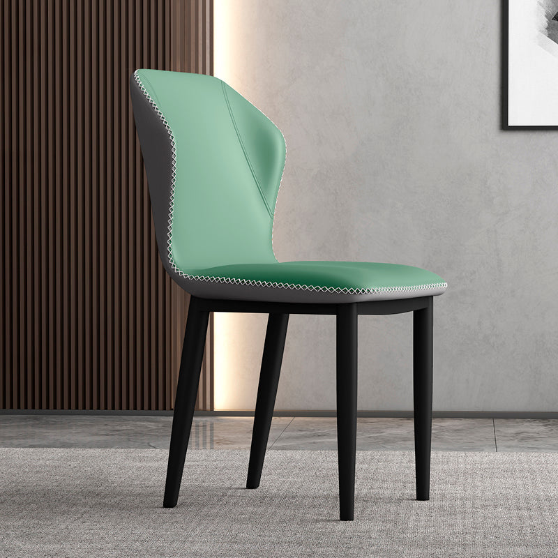 Upholstered Scandinavian Home Side Chair Wingback Matte Finish Dining Chair Green-Black 1 Piece Clearhalo ' kitchen&dining_furn' 'Dining Chairs' 'Dining Tables & Seating' 'dining_chair' 'furn' 'furn_dining_chair' 'Furniture' 'furniture_dining_chair' 'Kitchen & Dining Furniture' 'kitchen' 3827588
