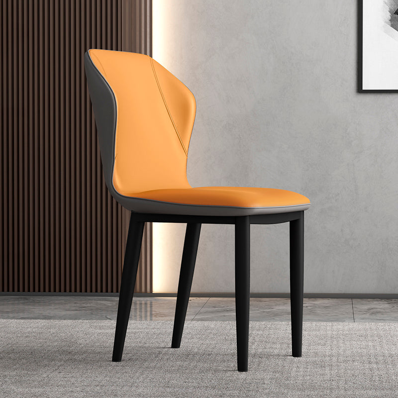 Upholstered Scandinavian Home Side Chair Wingback Matte Finish Dining Chair Gray-Orange 1 Piece Clearhalo ' kitchen&dining_furn' 'Dining Chairs' 'Dining Tables & Seating' 'dining_chair' 'furn' 'furn_dining_chair' 'Furniture' 'furniture_dining_chair' 'Kitchen & Dining Furniture' 'kitchen' 3827591