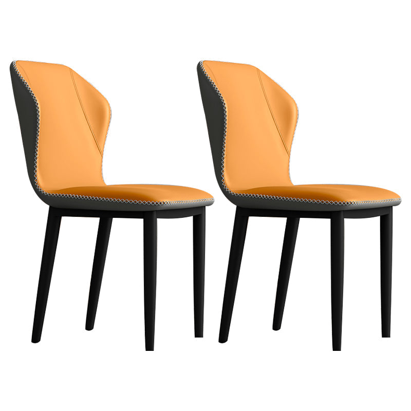 Upholstered Scandinavian Home Side Chair Wingback Matte Finish Dining Chair Orange-Gray 2 Piece Set Clearhalo ' kitchen&dining_furn' 'Dining Chairs' 'Dining Tables & Seating' 'dining_chair' 'furn' 'furn_dining_chair' 'Furniture' 'furniture_dining_chair' 'Kitchen & Dining Furniture' 'kitchen' 3827595