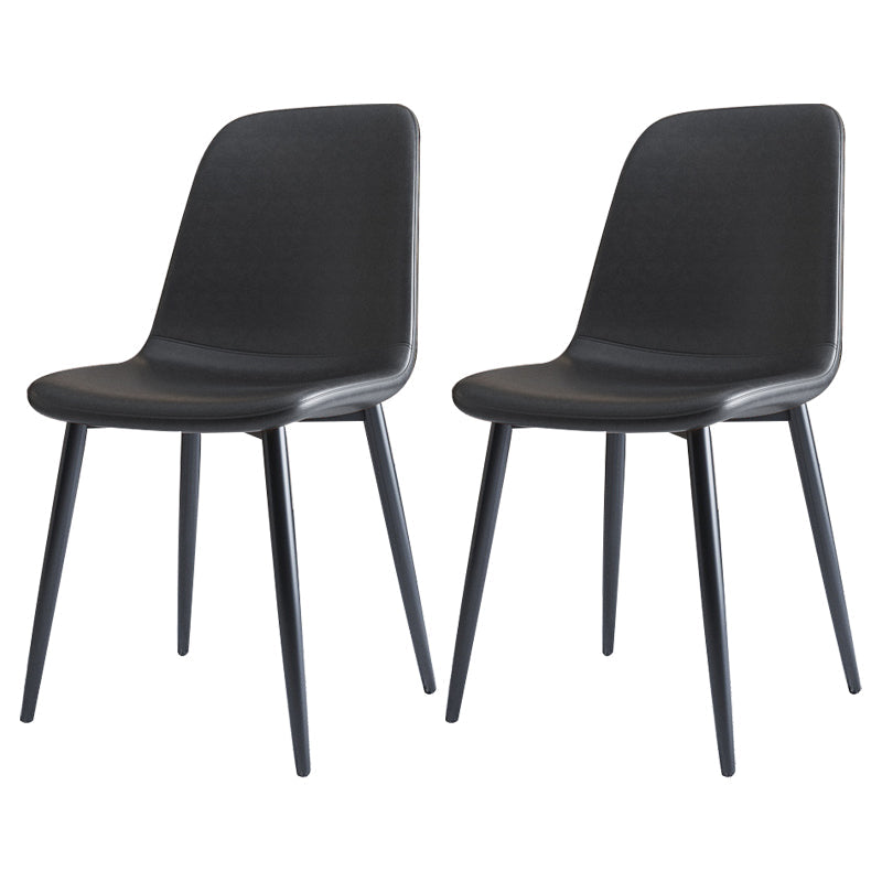 Home Scandinavian Side Chair Solid Back Metal Dining Room Chair with Black Legs Black 2 Piece Set Black Clearhalo ' kitchen&dining_furn' 'Dining Chairs' 'Dining Tables & Seating' 'dining_chair' 'furn' 'furn_dining_chair' 'Furniture' 'furniture_dining_chair' 'Kitchen & Dining Furniture' 'kitchen' 3827602