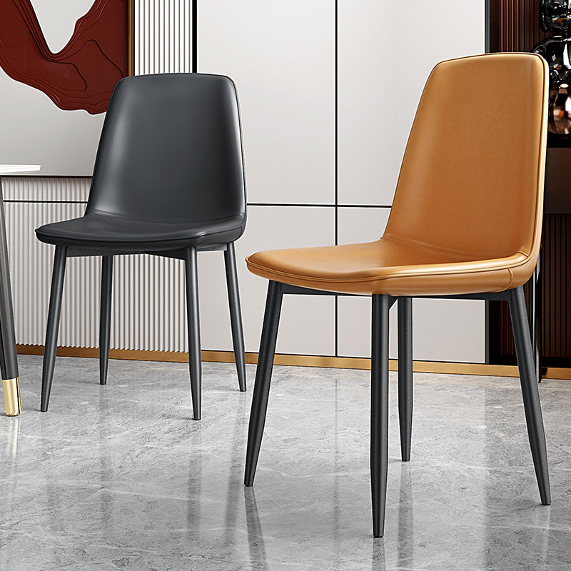 Home Scandinavian Side Chair Solid Back Metal Dining Room Chair with Black Legs Clearhalo ' kitchen&dining_furn' 'Dining Chairs' 'Dining Tables & Seating' 'dining_chair' 'furn' 'furn_dining_chair' 'Furniture' 'furniture_dining_chair' 'Kitchen & Dining Furniture' 'kitchen' 3827603
