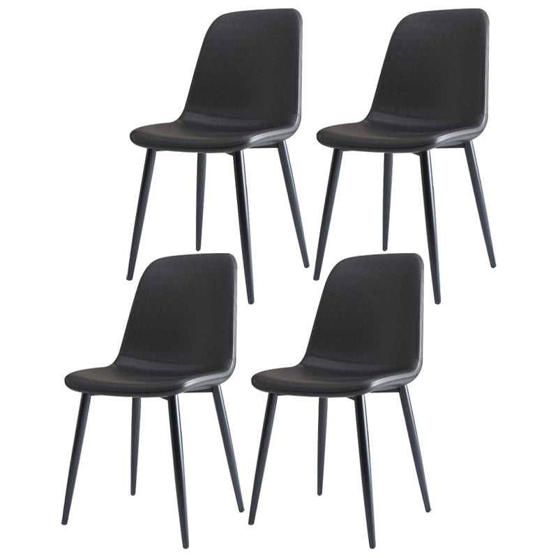 Home Scandinavian Side Chair Solid Back Metal Dining Room Chair with Black Legs Black 4 Piece Set Black Clearhalo ' kitchen&dining_furn' 'Dining Chairs' 'Dining Tables & Seating' 'dining_chair' 'furn' 'furn_dining_chair' 'Furniture' 'furniture_dining_chair' 'Kitchen & Dining Furniture' 'kitchen' 3827604