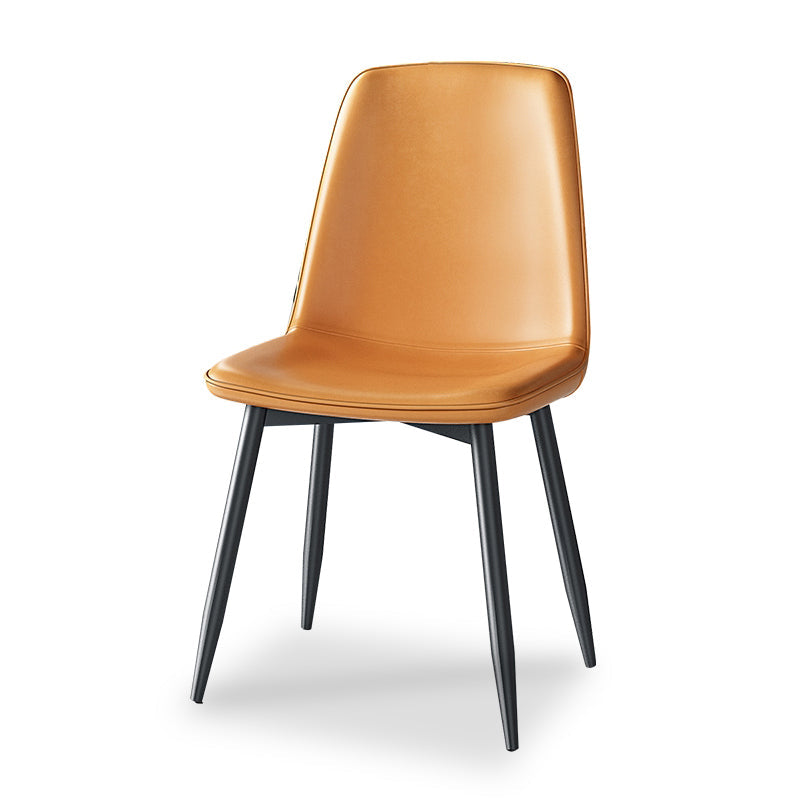 Home Scandinavian Side Chair Solid Back Metal Dining Room Chair with Black Legs Clearhalo ' kitchen&dining_furn' 'Dining Chairs' 'Dining Tables & Seating' 'dining_chair' 'furn' 'furn_dining_chair' 'Furniture' 'furniture_dining_chair' 'Kitchen & Dining Furniture' 'kitchen' 3827609