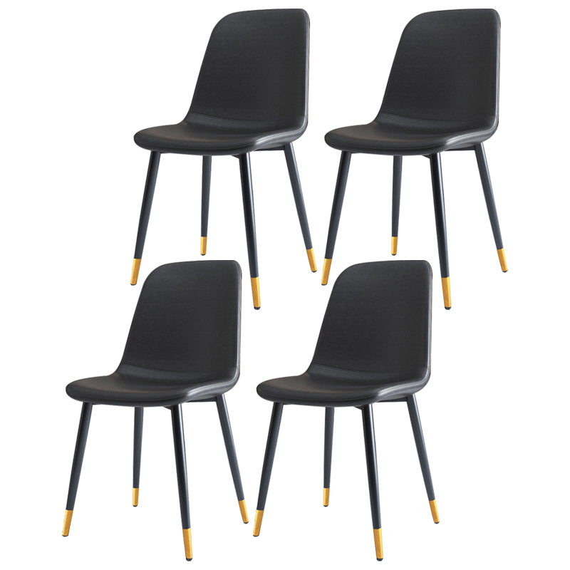 Home Scandinavian Side Chair Solid Back Metal Dining Room Chair with Black Legs Black 4 Piece Set Brass Gold Clearhalo ' kitchen&dining_furn' 'Dining Chairs' 'Dining Tables & Seating' 'dining_chair' 'furn' 'furn_dining_chair' 'Furniture' 'furniture_dining_chair' 'Kitchen & Dining Furniture' 'kitchen' 3827611