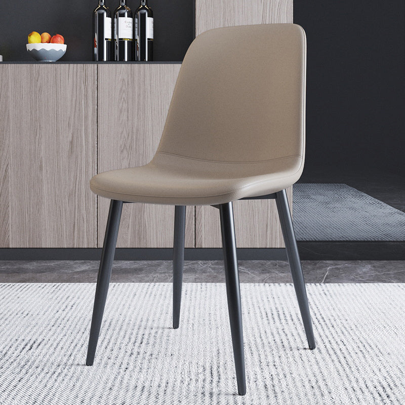 Home Scandinavian Side Chair Solid Back Metal Dining Room Chair with Black Legs Grey 1 Piece Black Clearhalo ' kitchen&dining_furn' 'Dining Chairs' 'Dining Tables & Seating' 'dining_chair' 'furn' 'furn_dining_chair' 'Furniture' 'furniture_dining_chair' 'Kitchen & Dining Furniture' 'kitchen' 3827613