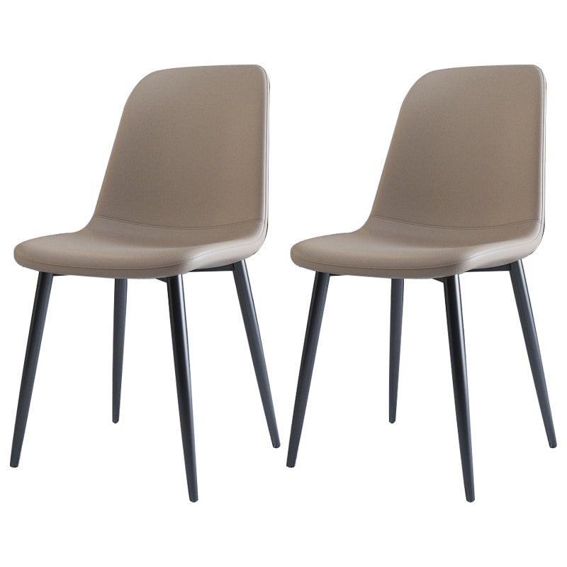 Home Scandinavian Side Chair Solid Back Metal Dining Room Chair with Black Legs Grey 2 Piece Set Black Clearhalo ' kitchen&dining_furn' 'Dining Chairs' 'Dining Tables & Seating' 'dining_chair' 'furn' 'furn_dining_chair' 'Furniture' 'furniture_dining_chair' 'Kitchen & Dining Furniture' 'kitchen' 3827615