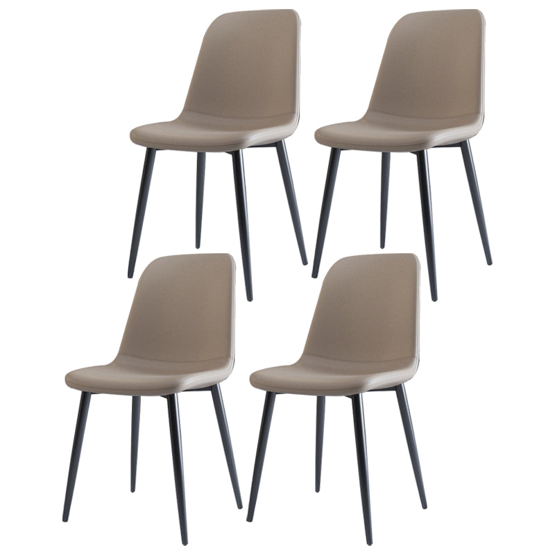 Home Scandinavian Side Chair Solid Back Metal Dining Room Chair with Black Legs Grey 4 Piece Set Black Clearhalo ' kitchen&dining_furn' 'Dining Chairs' 'Dining Tables & Seating' 'dining_chair' 'furn' 'furn_dining_chair' 'Furniture' 'furniture_dining_chair' 'Kitchen & Dining Furniture' 'kitchen' 3827617