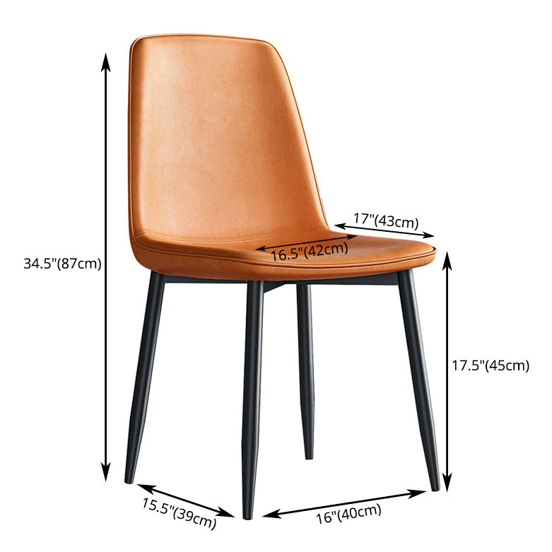 Home Scandinavian Side Chair Solid Back Metal Dining Room Chair with Black Legs Clearhalo ' kitchen&dining_furn' 'Dining Chairs' 'Dining Tables & Seating' 'dining_chair' 'furn' 'furn_dining_chair' 'Furniture' 'furniture_dining_chair' 'Kitchen & Dining Furniture' 'kitchen' 3827619