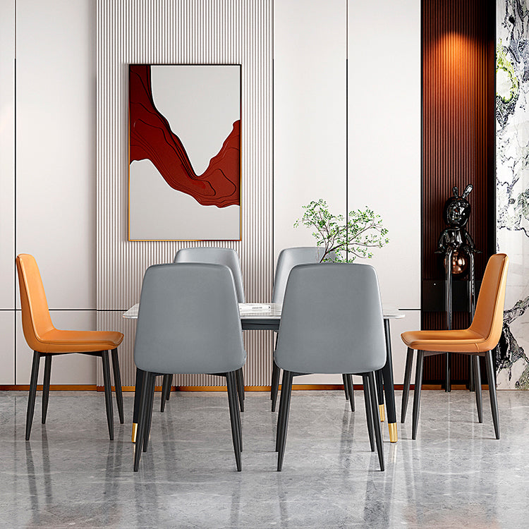 Home Scandinavian Side Chair Solid Back Metal Dining Room Chair with Black Legs Clearhalo ' kitchen&dining_furn' 'Dining Chairs' 'Dining Tables & Seating' 'dining_chair' 'furn' 'furn_dining_chair' 'Furniture' 'furniture_dining_chair' 'Kitchen & Dining Furniture' 'kitchen' 3827623