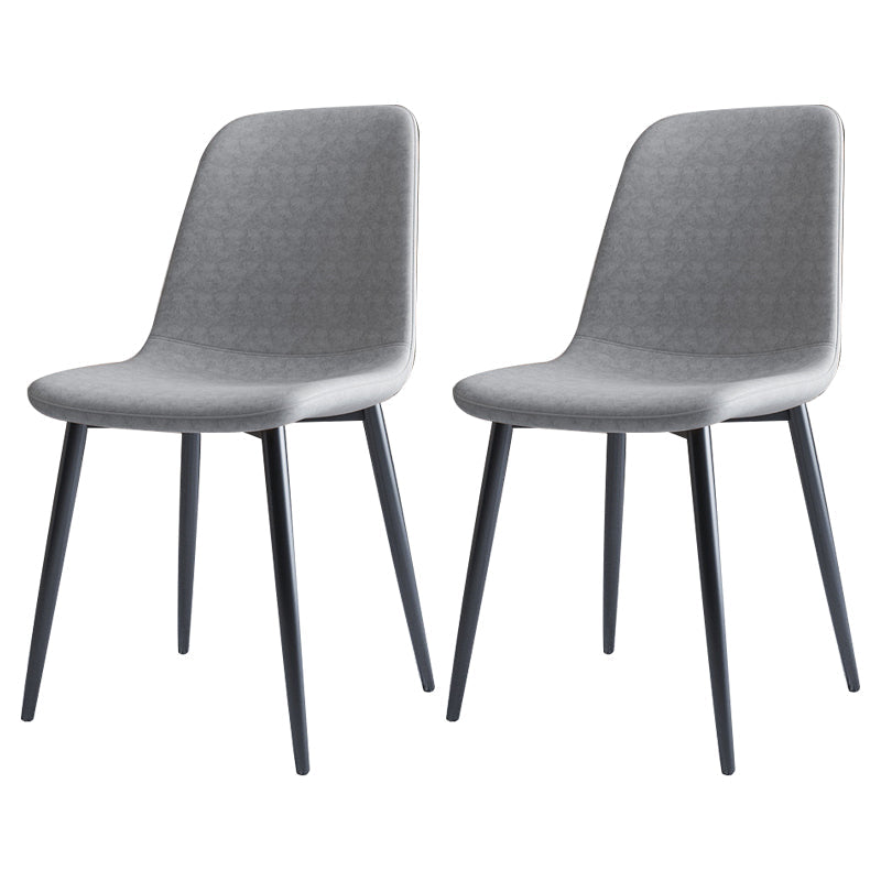 Home Scandinavian Side Chair Solid Back Metal Dining Room Chair with Black Legs Dark Gray 2 Piece Set Black Clearhalo ' kitchen&dining_furn' 'Dining Chairs' 'Dining Tables & Seating' 'dining_chair' 'furn' 'furn_dining_chair' 'Furniture' 'furniture_dining_chair' 'Kitchen & Dining Furniture' 'kitchen' 3827625