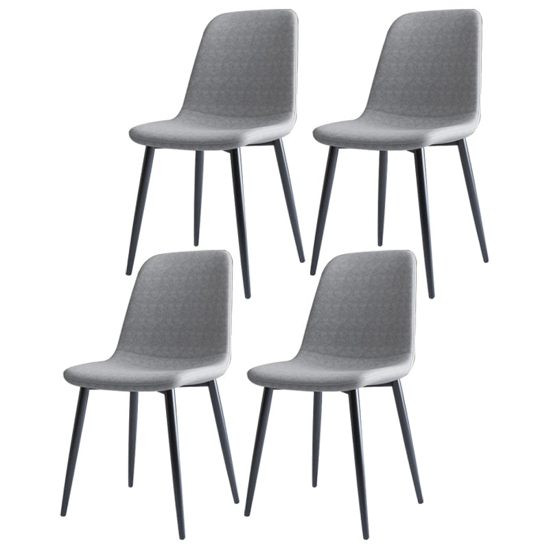 Home Scandinavian Side Chair Solid Back Metal Dining Room Chair with Black Legs Dark Gray 4 Piece Set Black Clearhalo ' kitchen&dining_furn' 'Dining Chairs' 'Dining Tables & Seating' 'dining_chair' 'furn' 'furn_dining_chair' 'Furniture' 'furniture_dining_chair' 'Kitchen & Dining Furniture' 'kitchen' 3827626