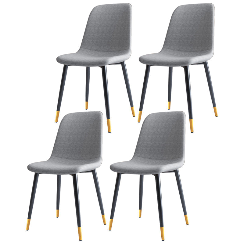 Home Scandinavian Side Chair Solid Back Metal Dining Room Chair with Black Legs Dark Gray 4 Piece Set Brass Gold Clearhalo ' kitchen&dining_furn' 'Dining Chairs' 'Dining Tables & Seating' 'dining_chair' 'furn' 'furn_dining_chair' 'Furniture' 'furniture_dining_chair' 'Kitchen & Dining Furniture' 'kitchen' 3827629
