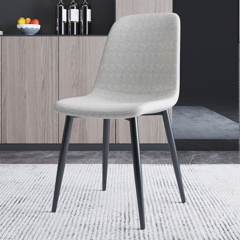 Home Scandinavian Side Chair Solid Back Metal Dining Room Chair with Black Legs Light Gray 1 Piece Black Clearhalo ' kitchen&dining_furn' 'Dining Chairs' 'Dining Tables & Seating' 'dining_chair' 'furn' 'furn_dining_chair' 'Furniture' 'furniture_dining_chair' 'Kitchen & Dining Furniture' 'kitchen' 3827630
