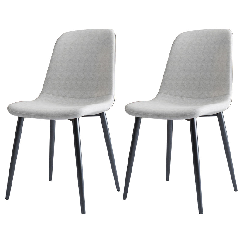 Home Scandinavian Side Chair Solid Back Metal Dining Room Chair with Black Legs Light Gray 2 Piece Set Black Clearhalo ' kitchen&dining_furn' 'Dining Chairs' 'Dining Tables & Seating' 'dining_chair' 'furn' 'furn_dining_chair' 'Furniture' 'furniture_dining_chair' 'Kitchen & Dining Furniture' 'kitchen' 3827631
