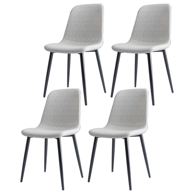 Home Scandinavian Side Chair Solid Back Metal Dining Room Chair with Black Legs Light Gray 4 Piece Set Black Clearhalo ' kitchen&dining_furn' 'Dining Chairs' 'Dining Tables & Seating' 'dining_chair' 'furn' 'furn_dining_chair' 'Furniture' 'furniture_dining_chair' 'Kitchen & Dining Furniture' 'kitchen' 3827632