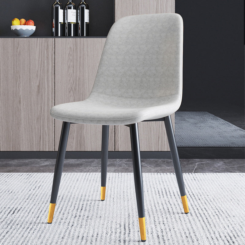Home Scandinavian Side Chair Solid Back Metal Dining Room Chair with Black Legs Light Gray 1 Piece Brass Gold Clearhalo ' kitchen&dining_furn' 'Dining Chairs' 'Dining Tables & Seating' 'dining_chair' 'furn' 'furn_dining_chair' 'Furniture' 'furniture_dining_chair' 'Kitchen & Dining Furniture' 'kitchen' 3827633