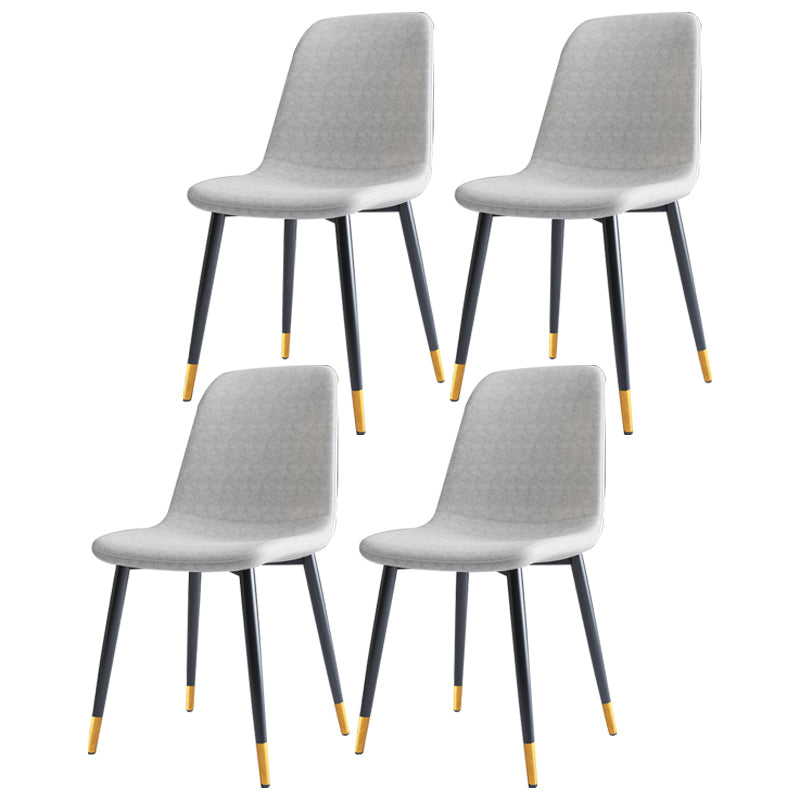 Home Scandinavian Side Chair Solid Back Metal Dining Room Chair with Black Legs Light Gray 4 Piece Set Brass Gold Clearhalo ' kitchen&dining_furn' 'Dining Chairs' 'Dining Tables & Seating' 'dining_chair' 'furn' 'furn_dining_chair' 'Furniture' 'furniture_dining_chair' 'Kitchen & Dining Furniture' 'kitchen' 3827635