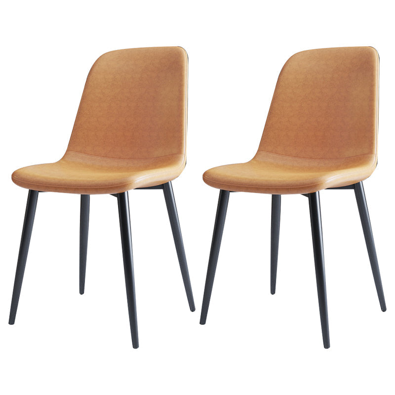 Home Scandinavian Side Chair Solid Back Metal Dining Room Chair with Black Legs Yellow 2 Piece Set Black Clearhalo ' kitchen&dining_furn' 'Dining Chairs' 'Dining Tables & Seating' 'dining_chair' 'furn' 'furn_dining_chair' 'Furniture' 'furniture_dining_chair' 'Kitchen & Dining Furniture' 'kitchen' 3827637