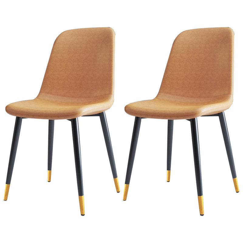 Home Scandinavian Side Chair Solid Back Metal Dining Room Chair with Black Legs Yellow 2 Piece Set Brass Gold Clearhalo ' kitchen&dining_furn' 'Dining Chairs' 'Dining Tables & Seating' 'dining_chair' 'furn' 'furn_dining_chair' 'Furniture' 'furniture_dining_chair' 'Kitchen & Dining Furniture' 'kitchen' 3827640
