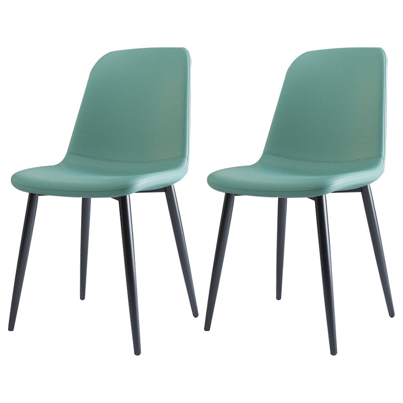 Home Scandinavian Side Chair Solid Back Metal Dining Room Chair with Black Legs Blue 2 Piece Set Black Clearhalo ' kitchen&dining_furn' 'Dining Chairs' 'Dining Tables & Seating' 'dining_chair' 'furn' 'furn_dining_chair' 'Furniture' 'furniture_dining_chair' 'Kitchen & Dining Furniture' 'kitchen' 3827649