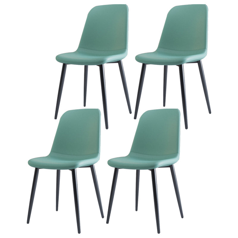 Home Scandinavian Side Chair Solid Back Metal Dining Room Chair with Black Legs Blue 4 Piece Set Black Clearhalo ' kitchen&dining_furn' 'Dining Chairs' 'Dining Tables & Seating' 'dining_chair' 'furn' 'furn_dining_chair' 'Furniture' 'furniture_dining_chair' 'Kitchen & Dining Furniture' 'kitchen' 3827650