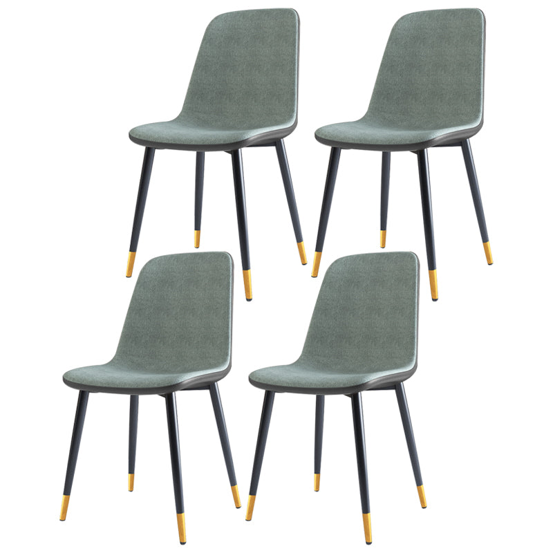Home Scandinavian Side Chair Solid Back Metal Dining Room Chair with Black Legs Green 4 Piece Set Brass Gold Clearhalo ' kitchen&dining_furn' 'Dining Chairs' 'Dining Tables & Seating' 'dining_chair' 'furn' 'furn_dining_chair' 'Furniture' 'furniture_dining_chair' 'Kitchen & Dining Furniture' 'kitchen' 3827659
