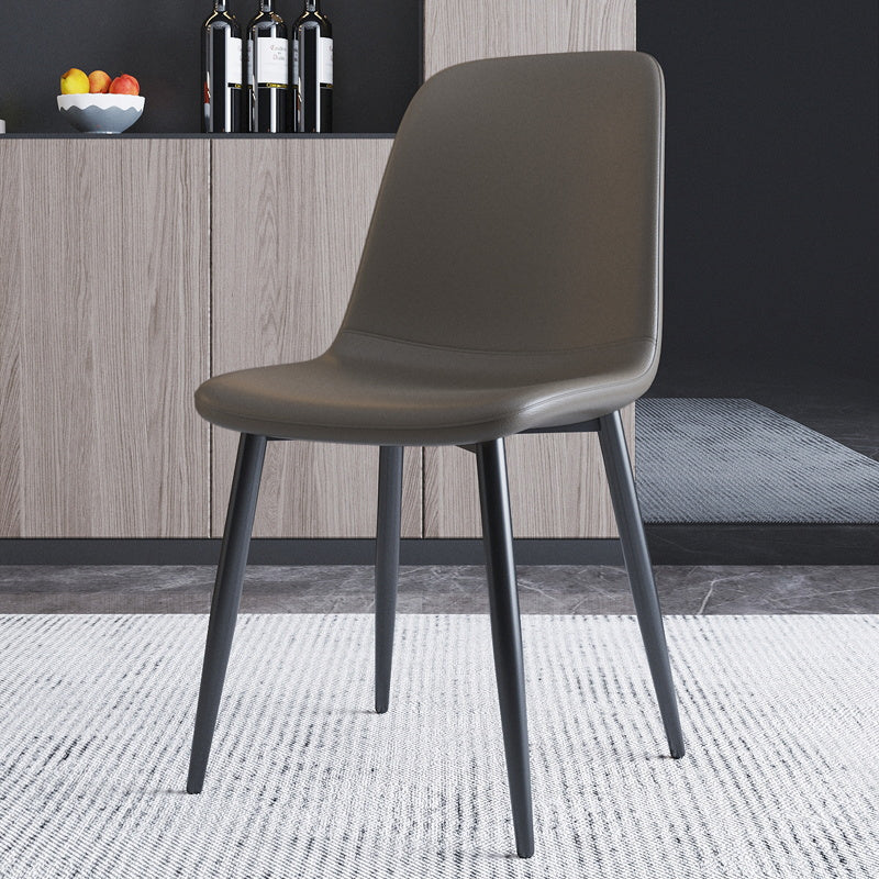 Home Scandinavian Side Chair Solid Back Metal Dining Room Chair with Black Legs Silver Gray 1 Piece Black Clearhalo ' kitchen&dining_furn' 'Dining Chairs' 'Dining Tables & Seating' 'dining_chair' 'furn' 'furn_dining_chair' 'Furniture' 'furniture_dining_chair' 'Kitchen & Dining Furniture' 'kitchen' 3827660
