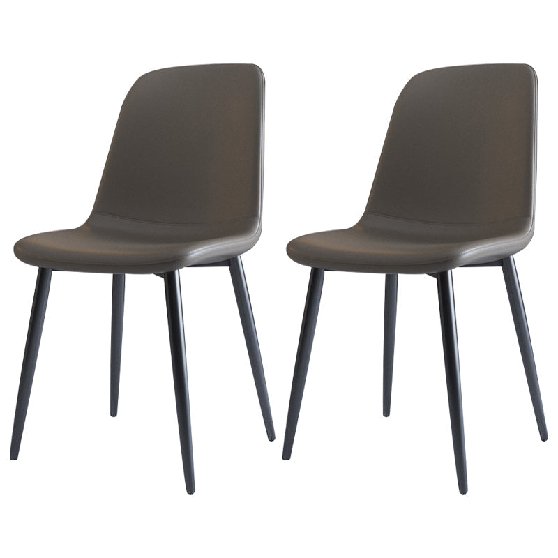 Home Scandinavian Side Chair Solid Back Metal Dining Room Chair with Black Legs Silver Gray 2 Piece Set Black Clearhalo ' kitchen&dining_furn' 'Dining Chairs' 'Dining Tables & Seating' 'dining_chair' 'furn' 'furn_dining_chair' 'Furniture' 'furniture_dining_chair' 'Kitchen & Dining Furniture' 'kitchen' 3827661