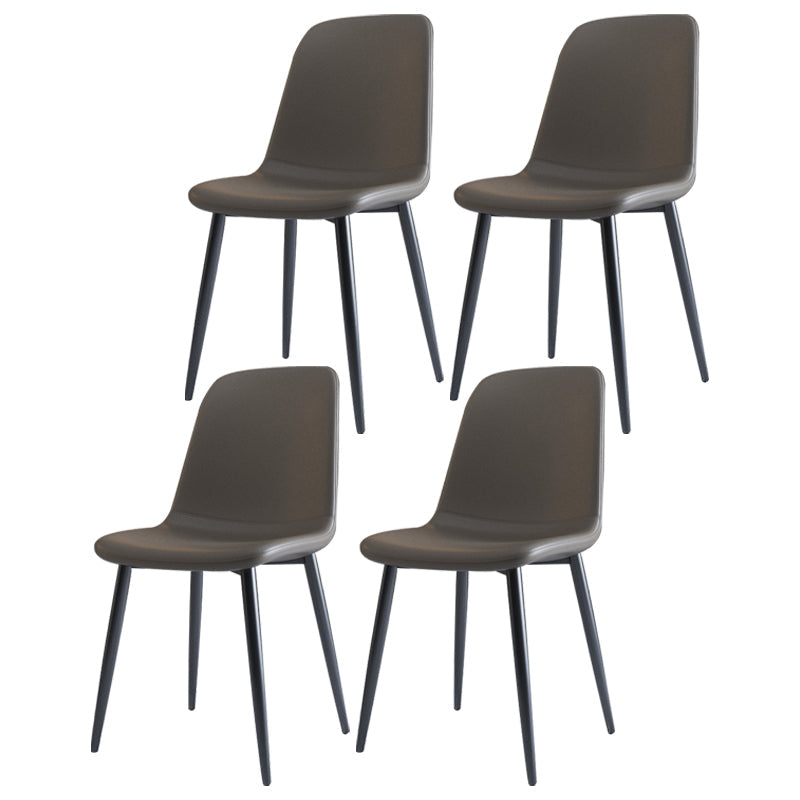 Home Scandinavian Side Chair Solid Back Metal Dining Room Chair with Black Legs Silver Gray 4 Piece Set Black Clearhalo ' kitchen&dining_furn' 'Dining Chairs' 'Dining Tables & Seating' 'dining_chair' 'furn' 'furn_dining_chair' 'Furniture' 'furniture_dining_chair' 'Kitchen & Dining Furniture' 'kitchen' 3827662